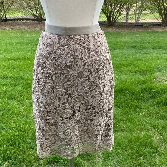 Escada by Margaretha Ley Silk Lace Pencil Skirt - Picture 1 of 15